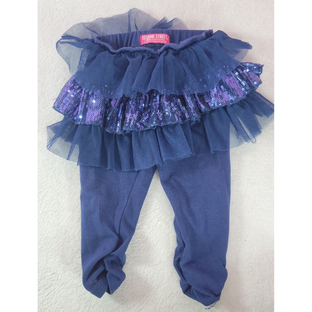 Sesame Street Baby Girl 12M Navy Sequin Tutu Skort Leggings Pants 2014